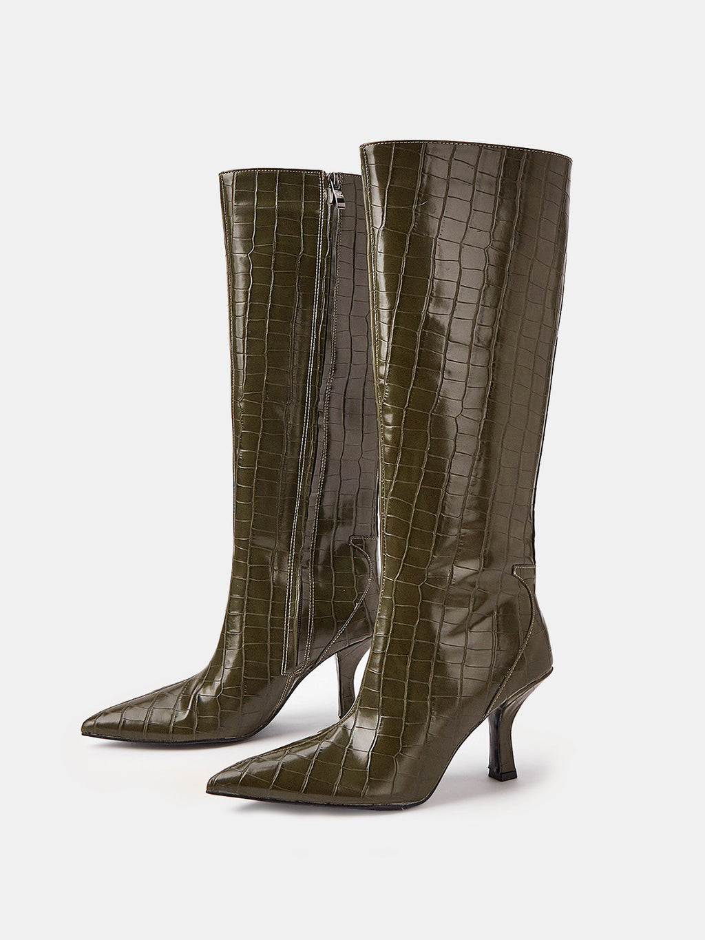 Bottes pointues hautes en crocodile