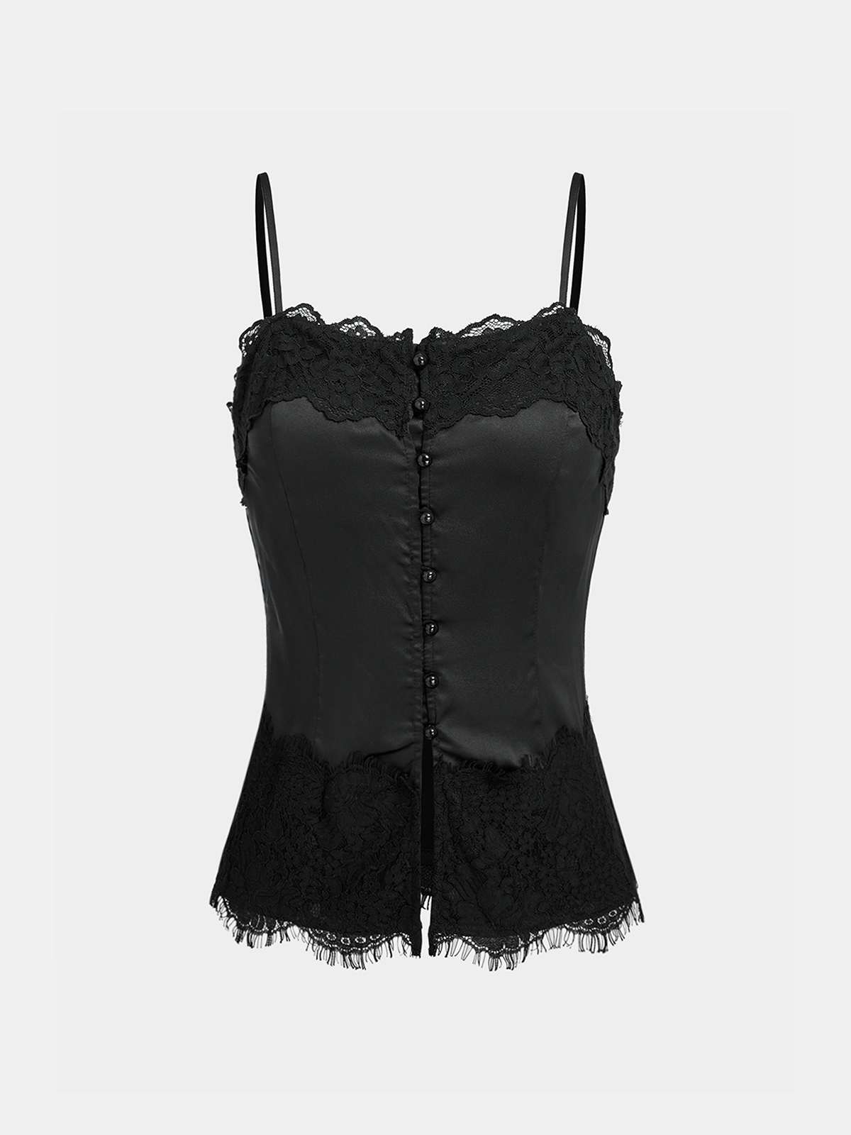 Satin-Cami-Top mit Spitzenbesatz