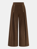 Zipper Detail Corduroy Wide-Leg Pants