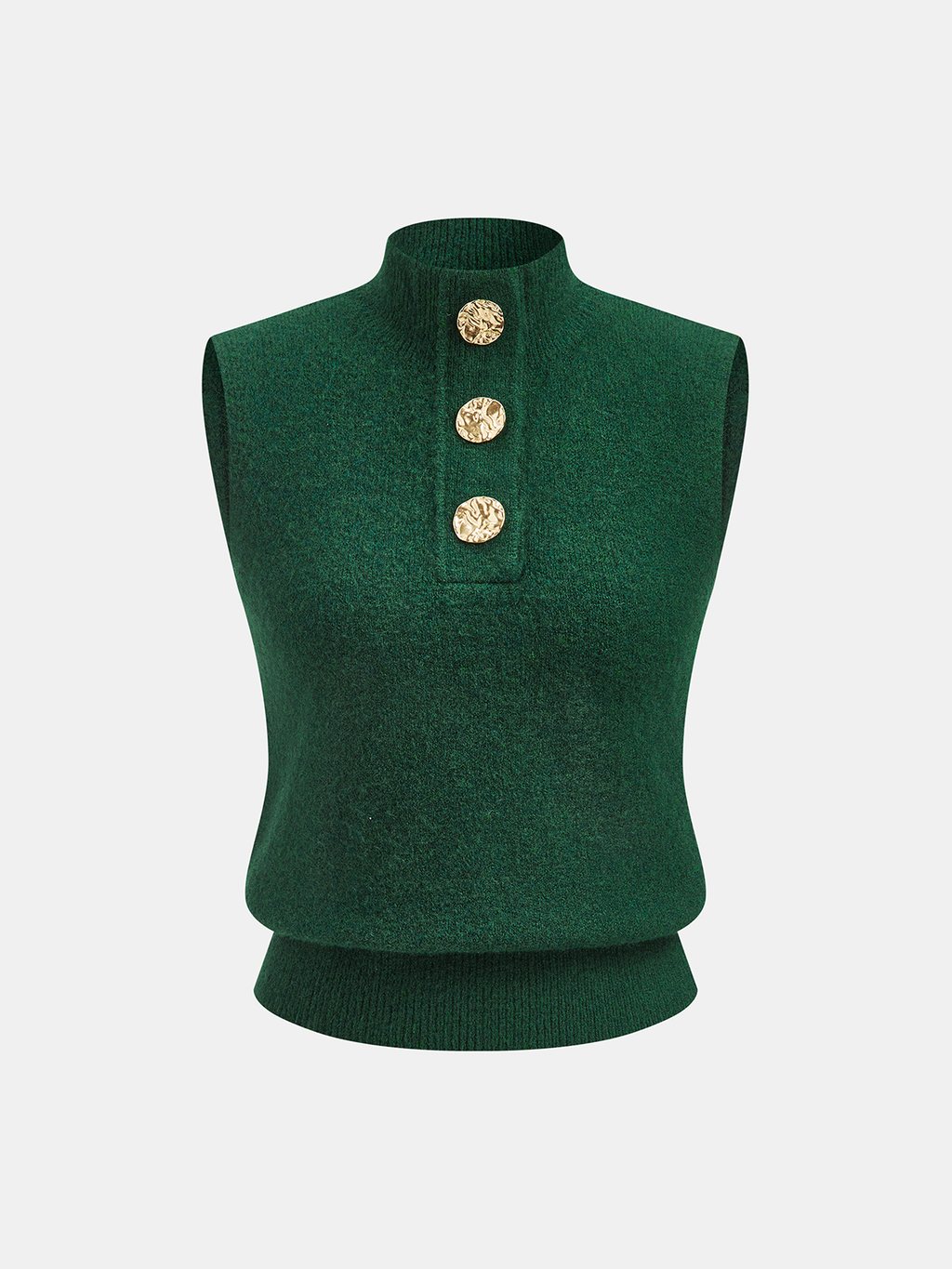 Gilet en laine mélangée à col montant et détails métalliques