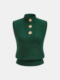 Gilet en laine mélangée à col montant et détails métalliques