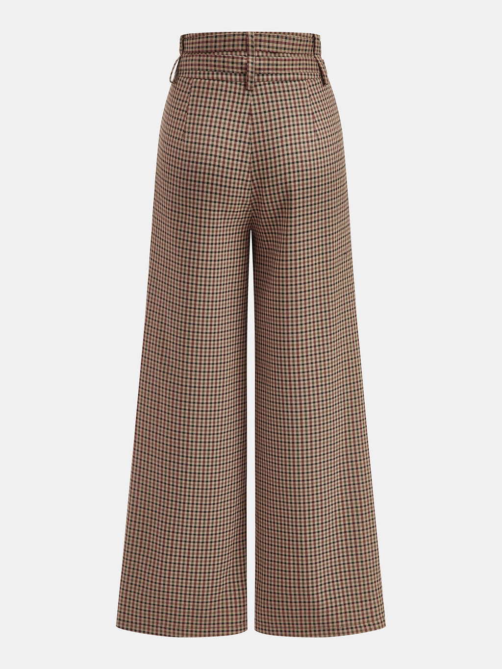 Mid-Waistt Checkered Wide-Leg Pants