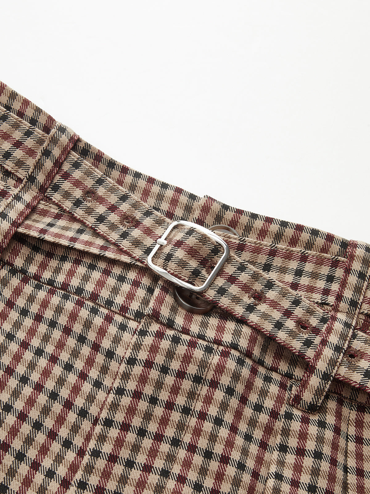 Mid-Waistt Checkered Wide-Leg Pants