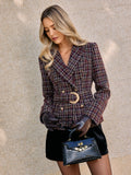 Blazer ceinturé croisé en tweed
