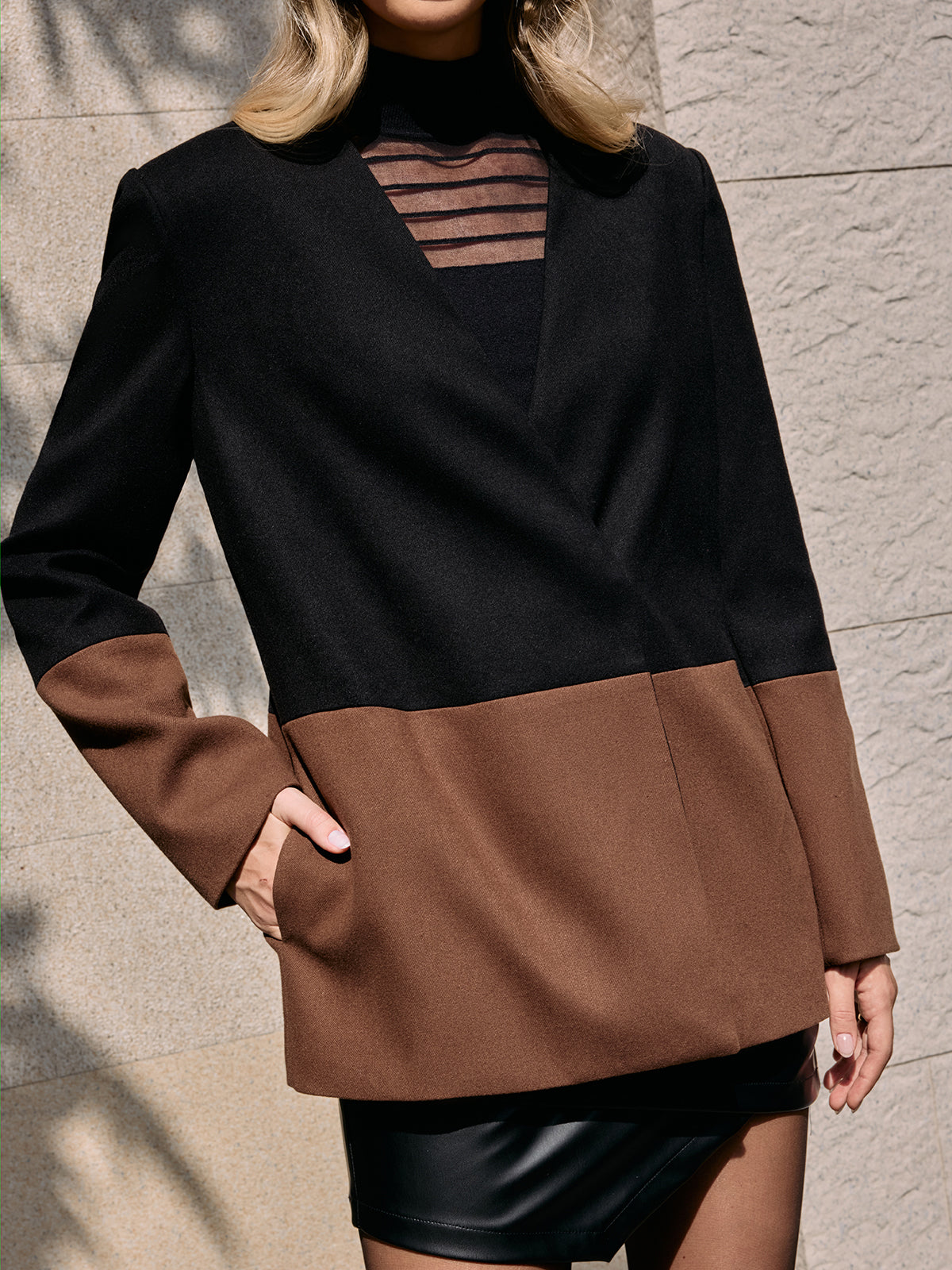 Blazer croisé bicolore