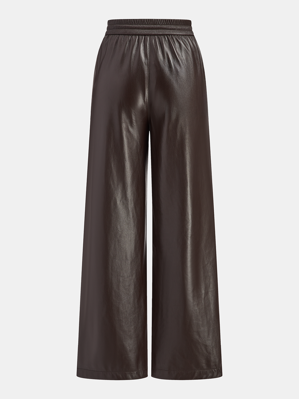 Pantalon large taille haute en similicuir avec cordon de serrage