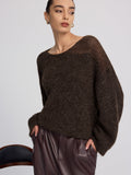 Transparenter Mohair-Strickpullover mit Einsätzen