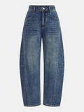 Jeans mit gebogenem Bein und mittlerer Bundhöhe