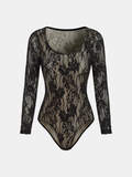 Floraler Spitzen-Langarm-Body