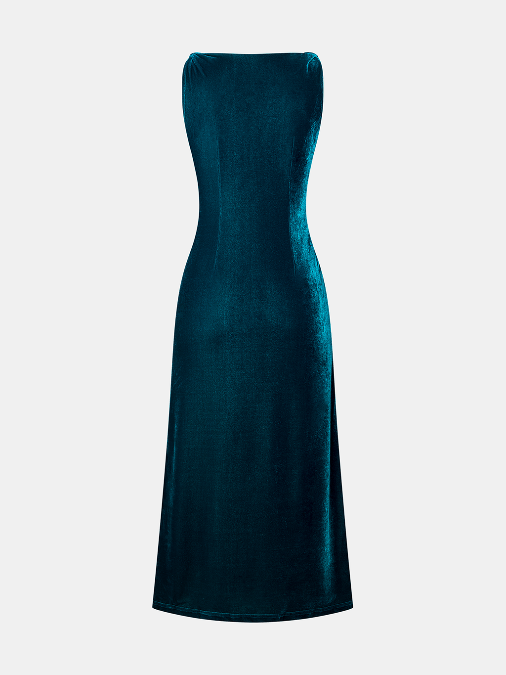Ärmelloses Samtkleid mit gerafftem Rollkragen