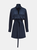 Satin-Rollkragen-Minikleid mit Bindegürtel
