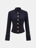 Blazer mit Stehkragen, Knöpfen aus Metall und Jeans-Imitat