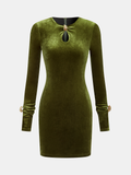 Samtkleid mit Cut-Outs und Metalldetail