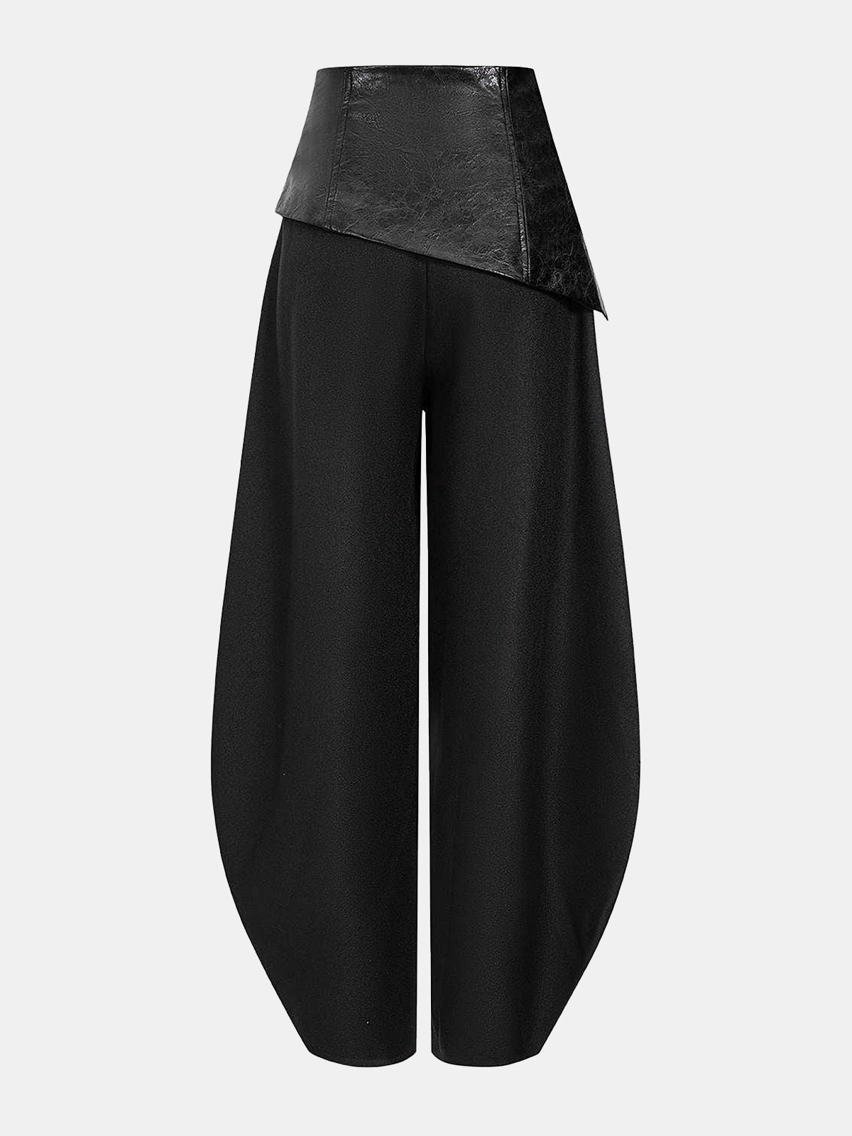 Pantalon lanterne à empiècements en similicuir