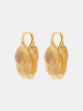 Leaf-Textured Cluster Drop Hoop Earrings