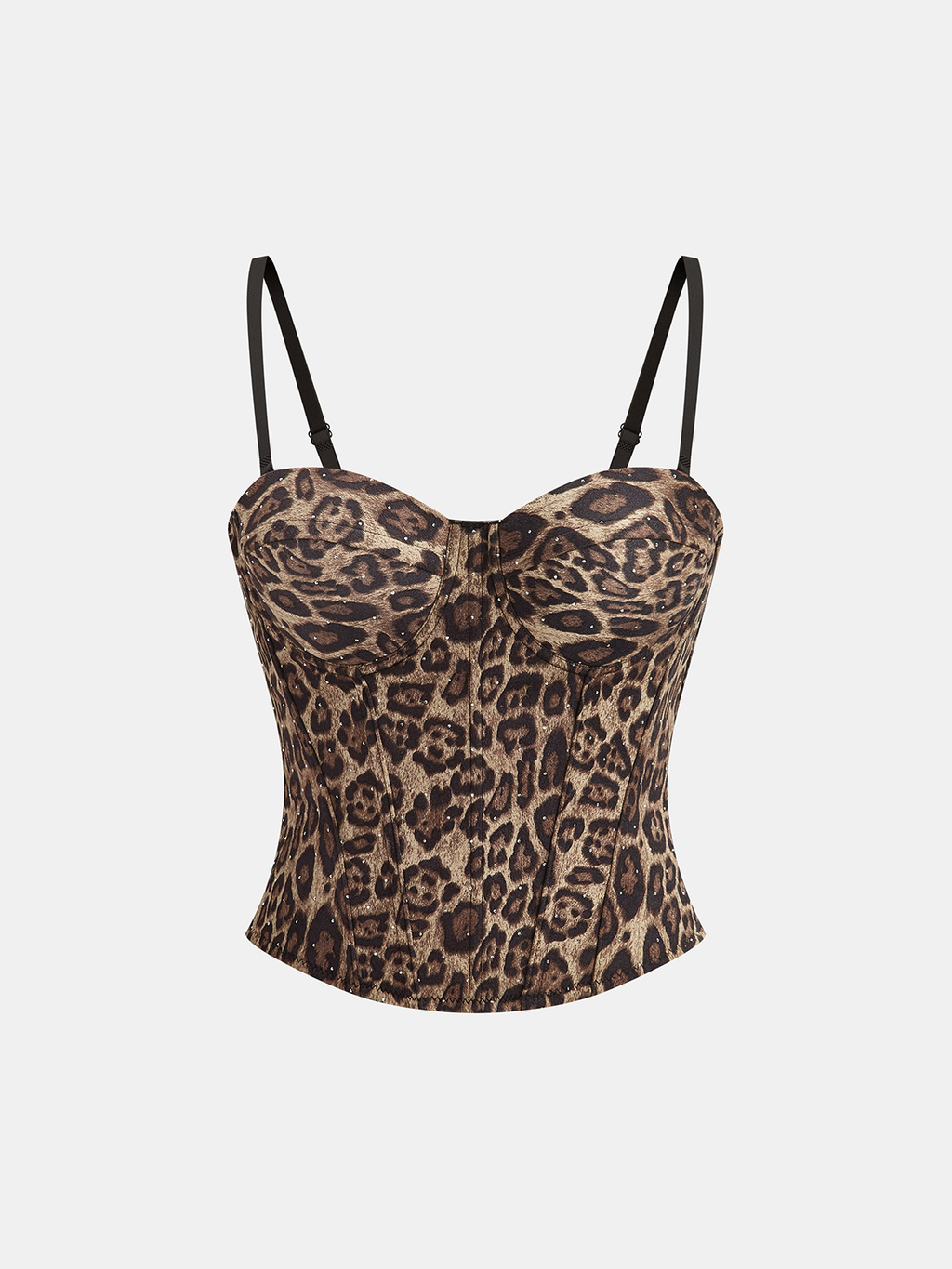 Camisole-Korsett-Top mit Leopardenmuster und Nieten