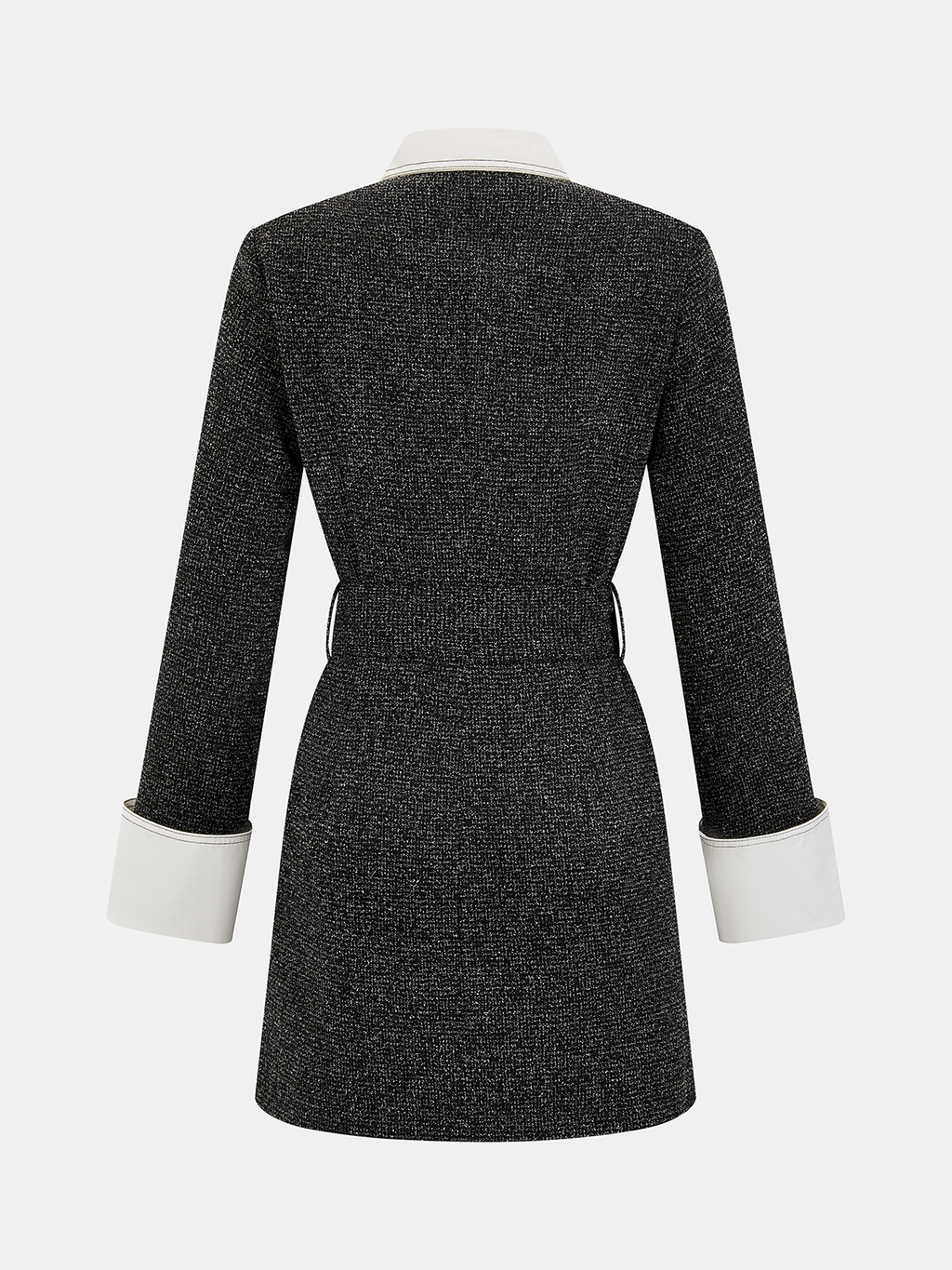 Mini-robe ceinturée à col contrastant