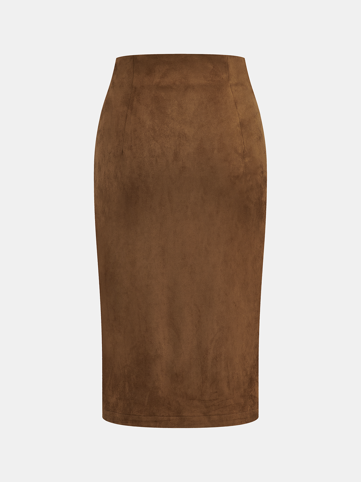 Jupe midi portefeuille en suède à empiècements en cuir et à la taille cintrée