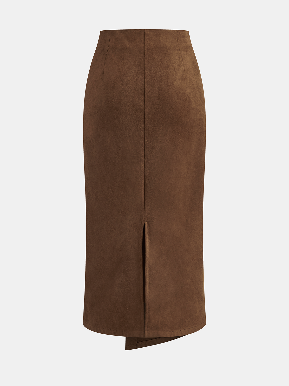 Jupe longue asymétrique effet daim avec détails métalliques
