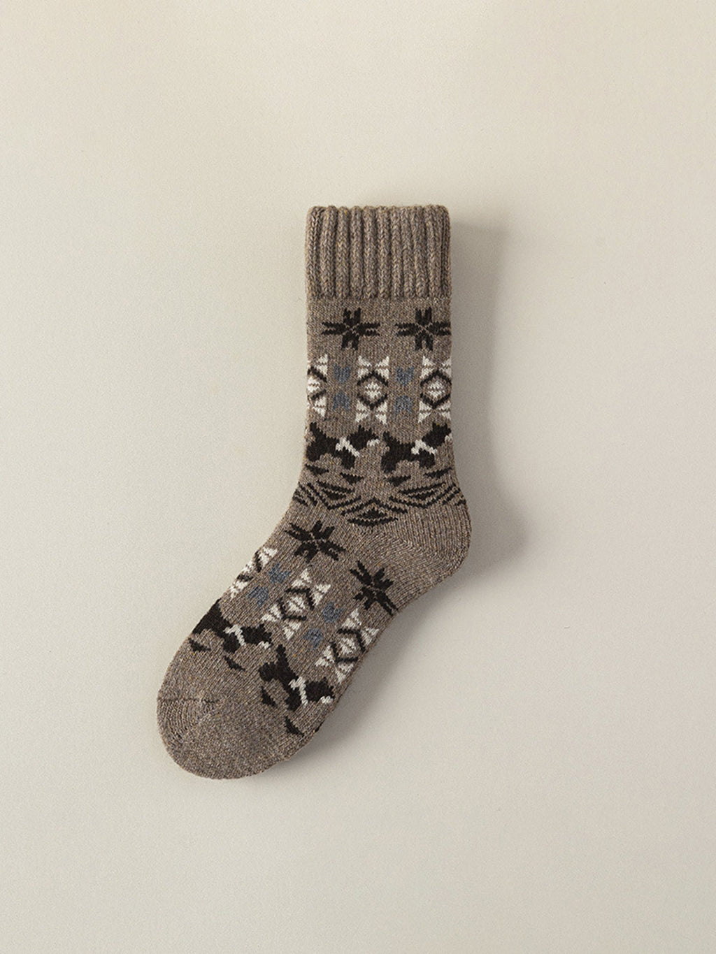 Chaussettes ras du cou en maille jacquard, mélange de laine