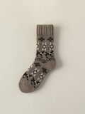 Chaussettes ras du cou en maille jacquard, mélange de laine