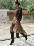 Midirock aus halbtransparentem Chiffon mit Leopardenmuster