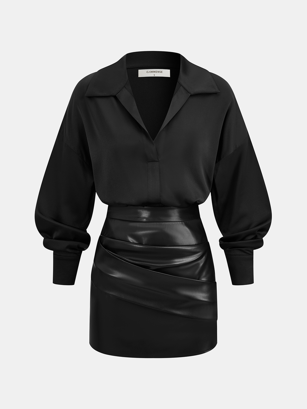 Faux Leather Ruched Mini Skirt
