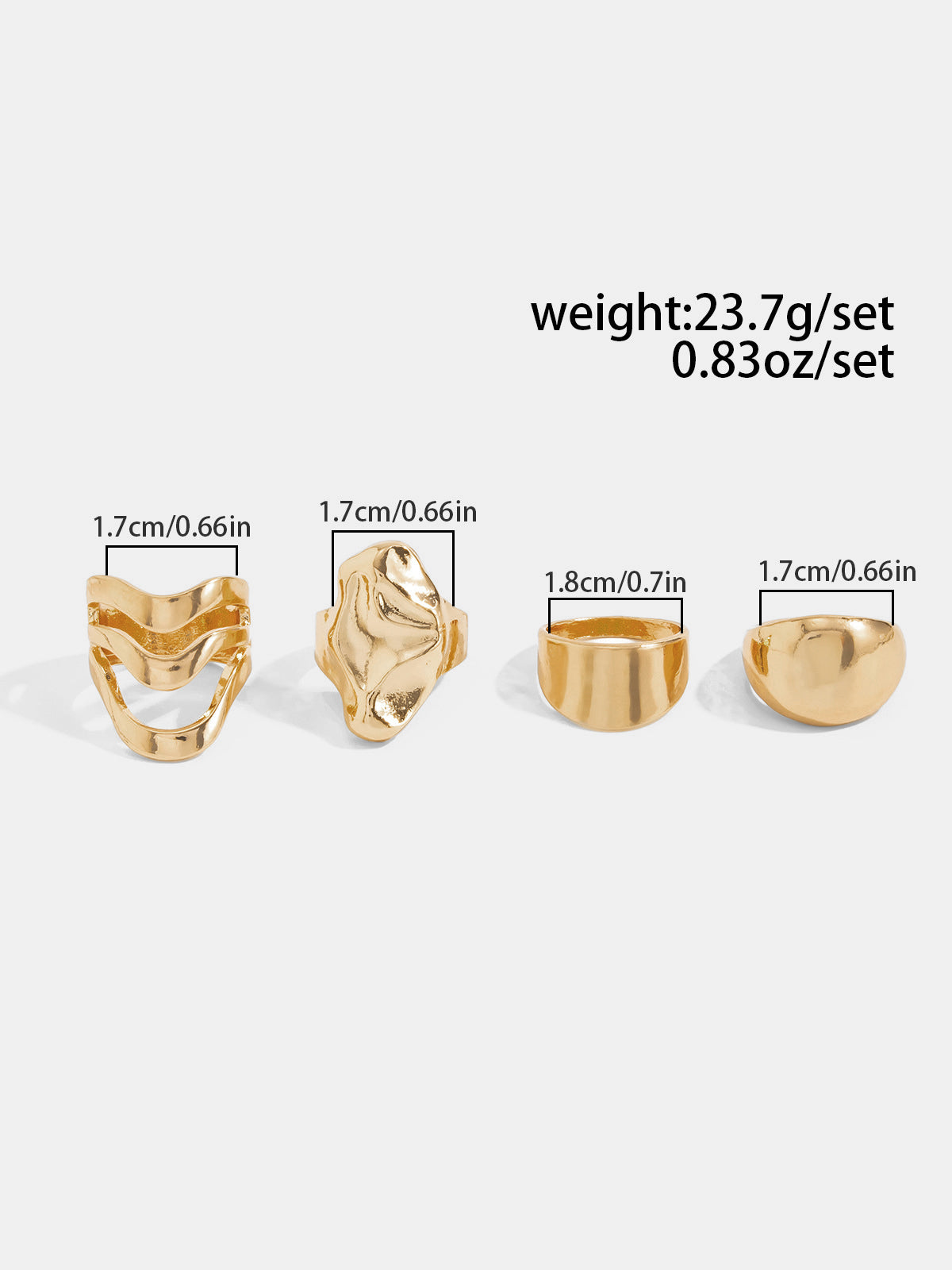 4 Stk. unregelmäßiger Statement-Ring