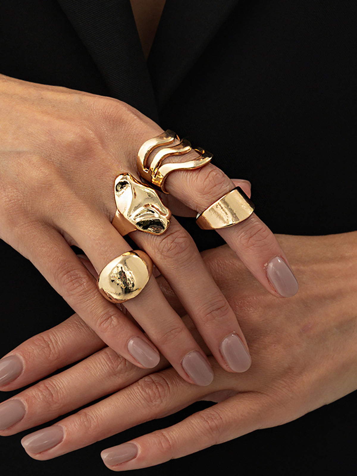 4 Stk. unregelmäßiger Statement-Ring
