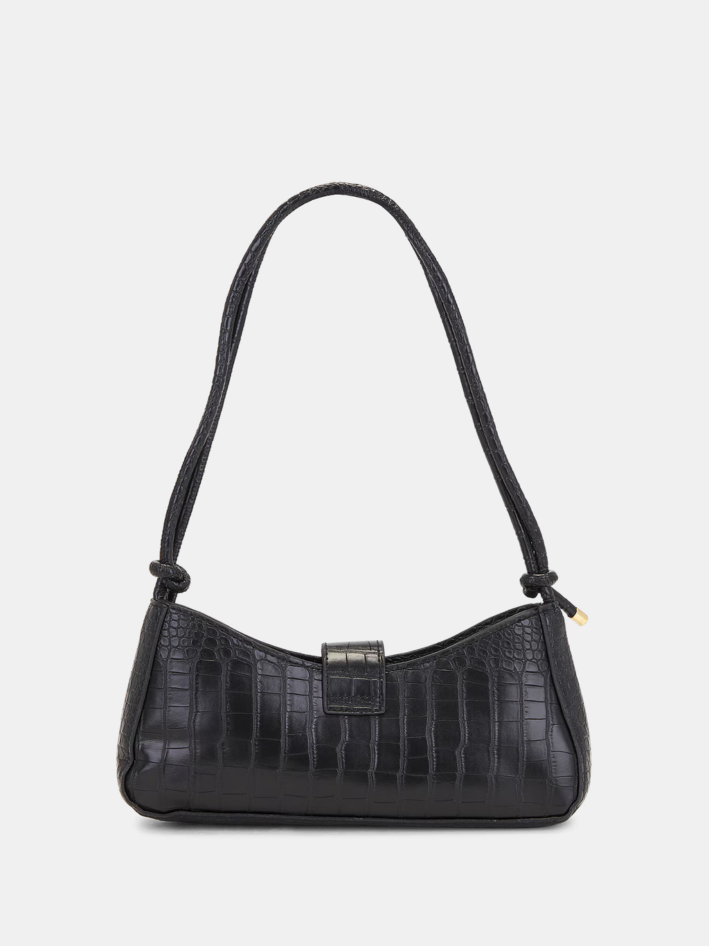 Krokogeprägte Schnallen-Schultertasche