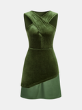 Ärmelloses asymmetrisches Samtkleid