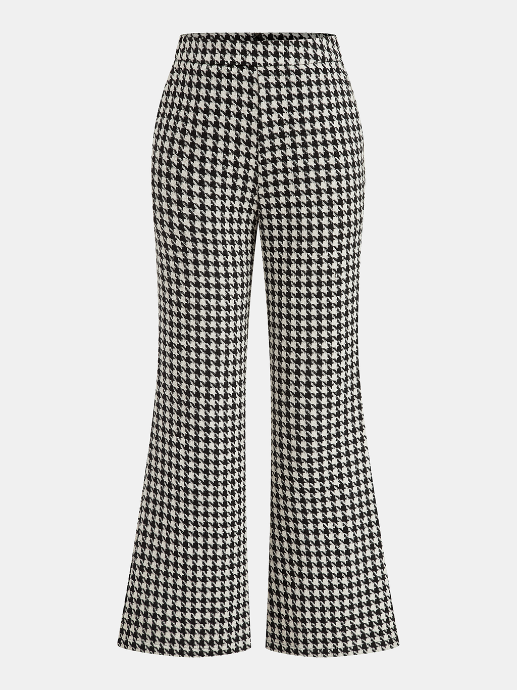Mid-Waist Houndstooth Flared Pants