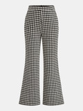 Mid-Waist Houndstooth Flared Pants
