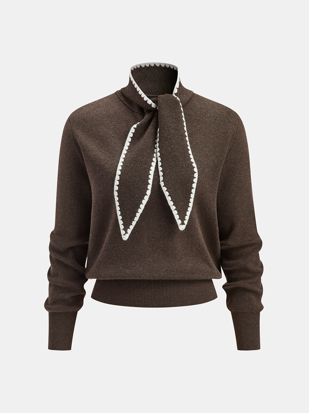 Ensemble maille col lavallière en mélange de laine