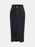 Jupe midi en jean à fente asymétrique