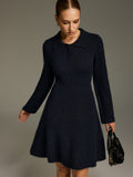 Mini-robe en maille mélangée de laine à col polo