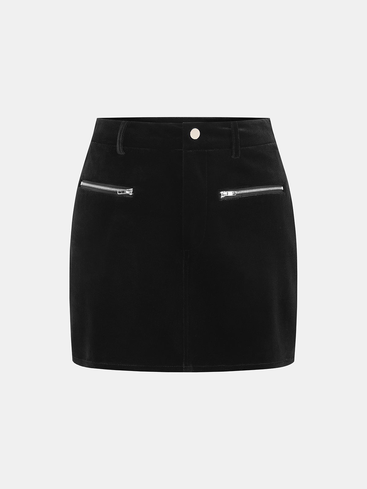 Zipper Detail Velvet Mini Skirt