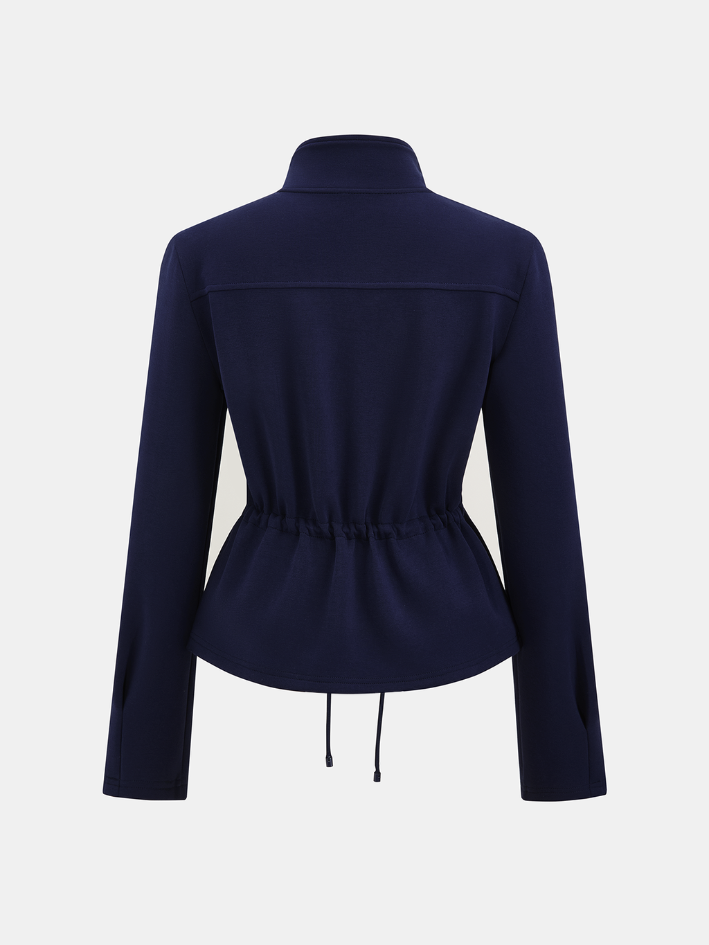 Drawstring-Waist Stand-Collar Jacket