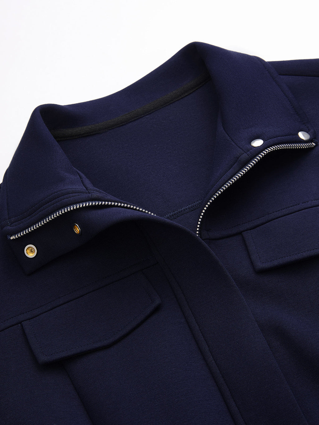 Drawstring-Waist Stand-Collar Jacket