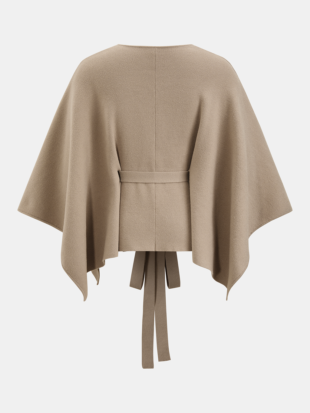 Metal Button Belted Cape-Style Knit Top