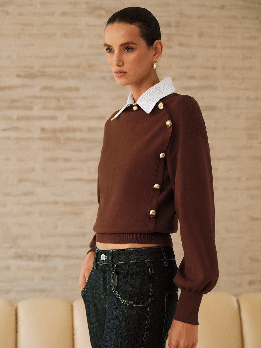 Asymmetric Metal Detail Sweater
