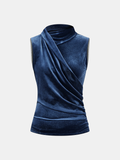 Velvet Draped Sleeveless Top