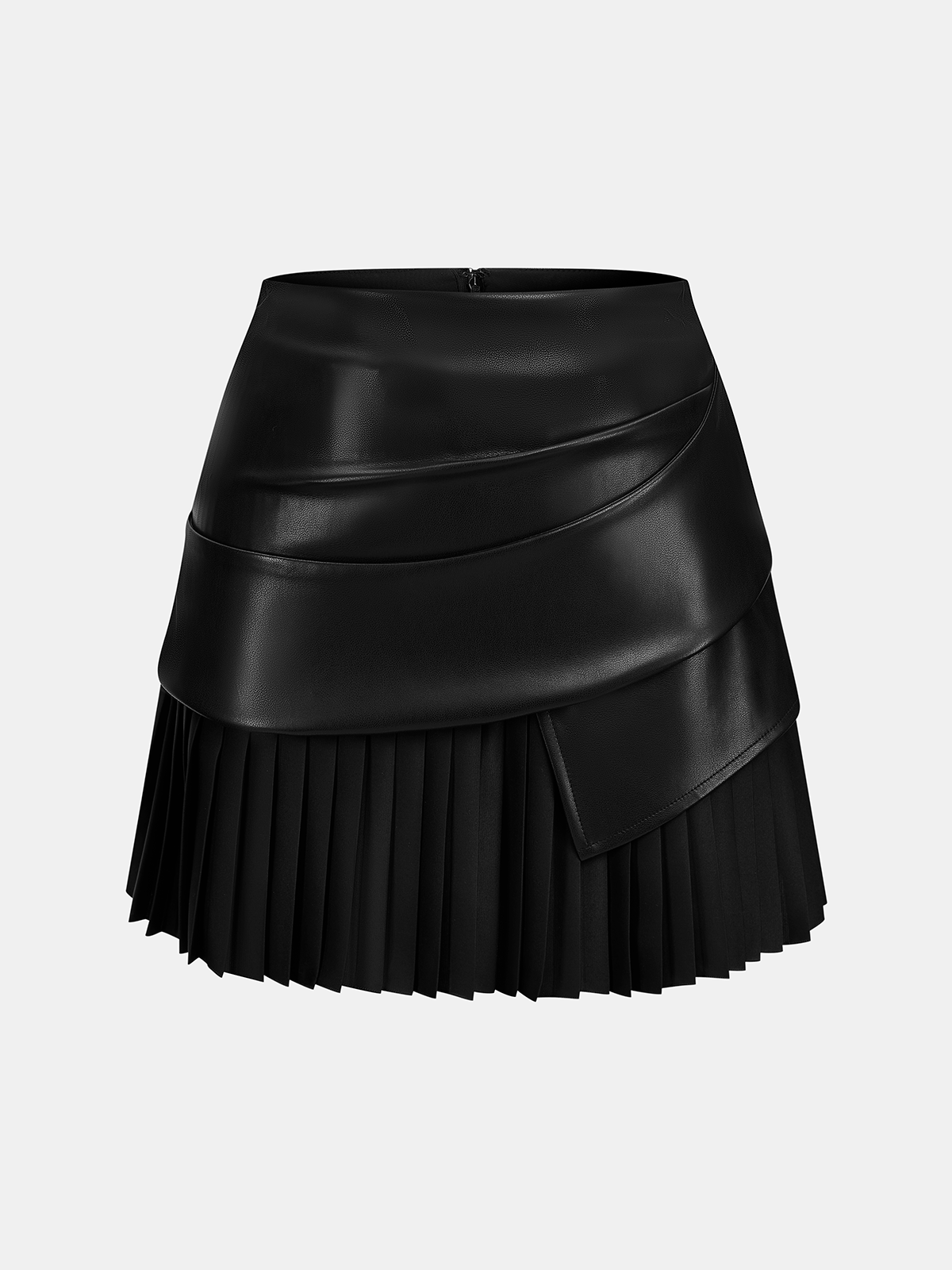 Mini-jupe plissée froncée en similicuir