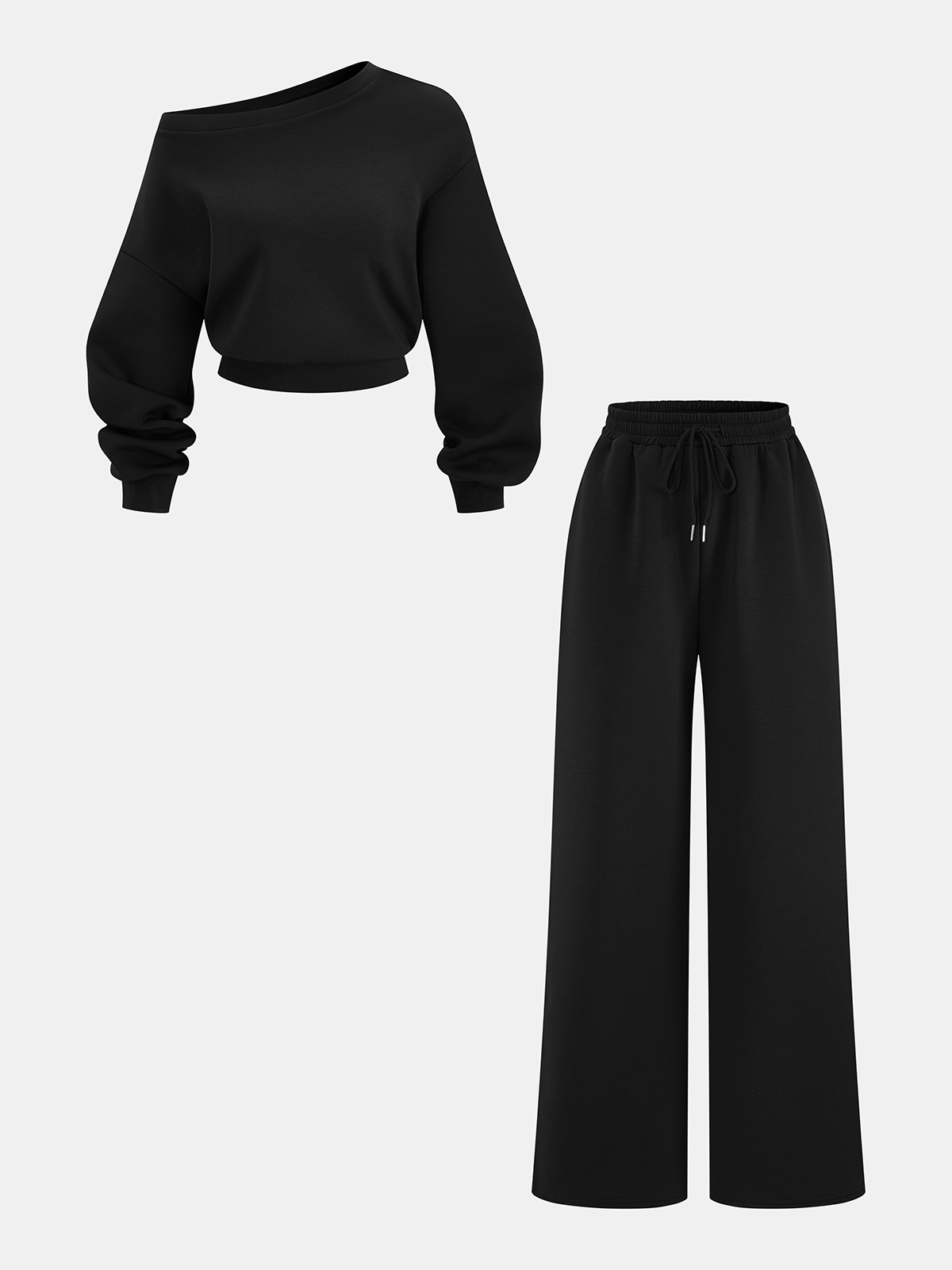 Ensemble sweat à épaules dénudées et pantalon à cordon de serrage