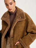 Veste réversible à col en peau lainée