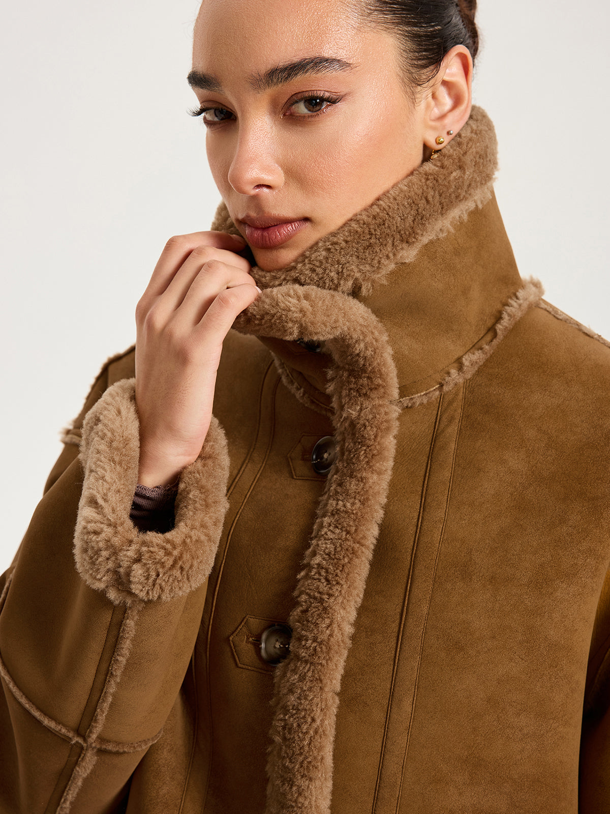 Wendejacke mit Shearling-Kragen