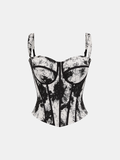 Haut Corset Imprimé Peinture à l'Encre