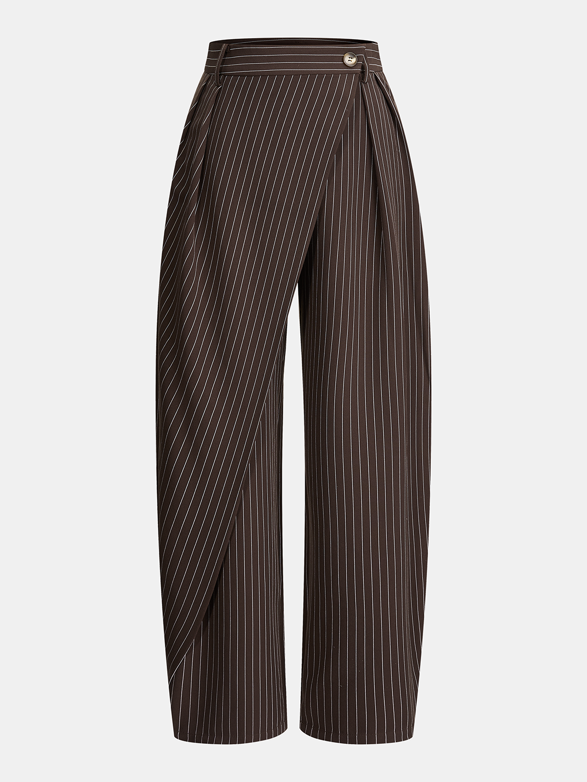 Nadelstreifen-Hose mit asymmetrischem, geschwungenem Bein