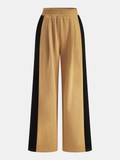 Side Color-Blocked Elastic-Waist Wide-Leg Pants