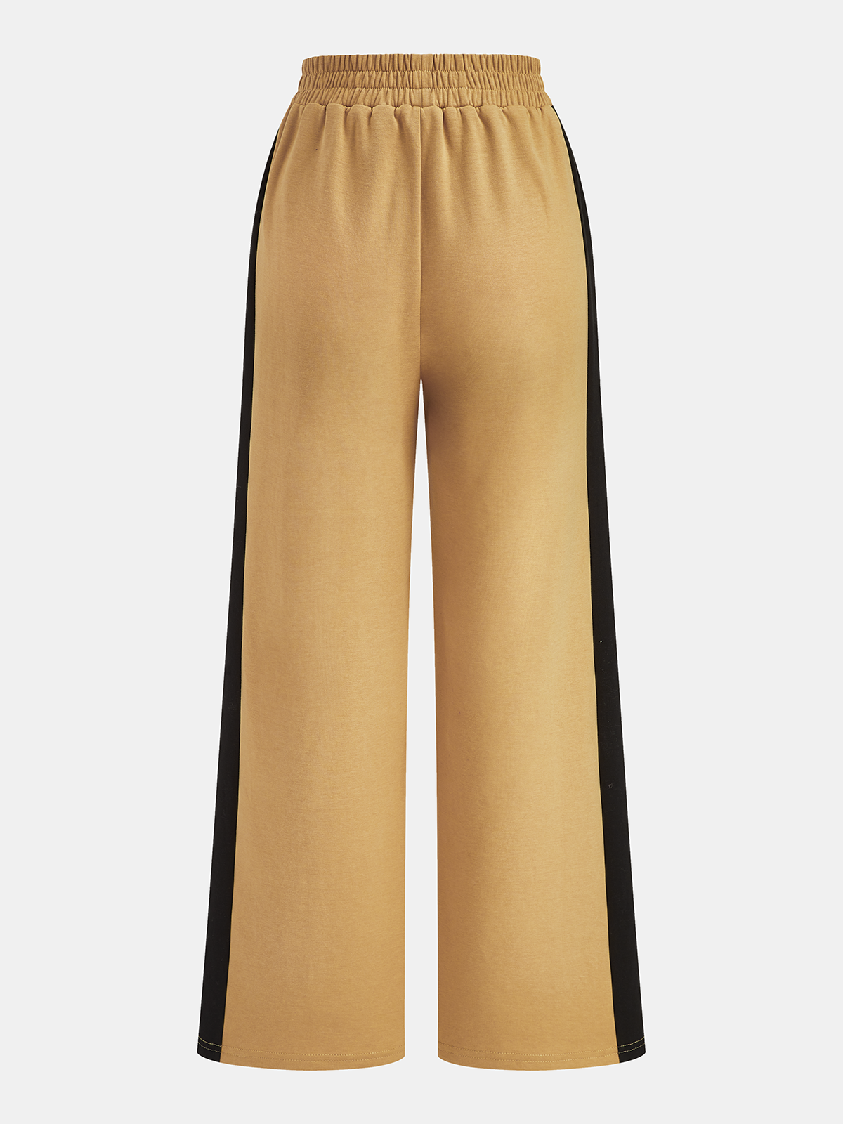 Side Color-Blocked Elastic-Waist Wide-Leg Pants